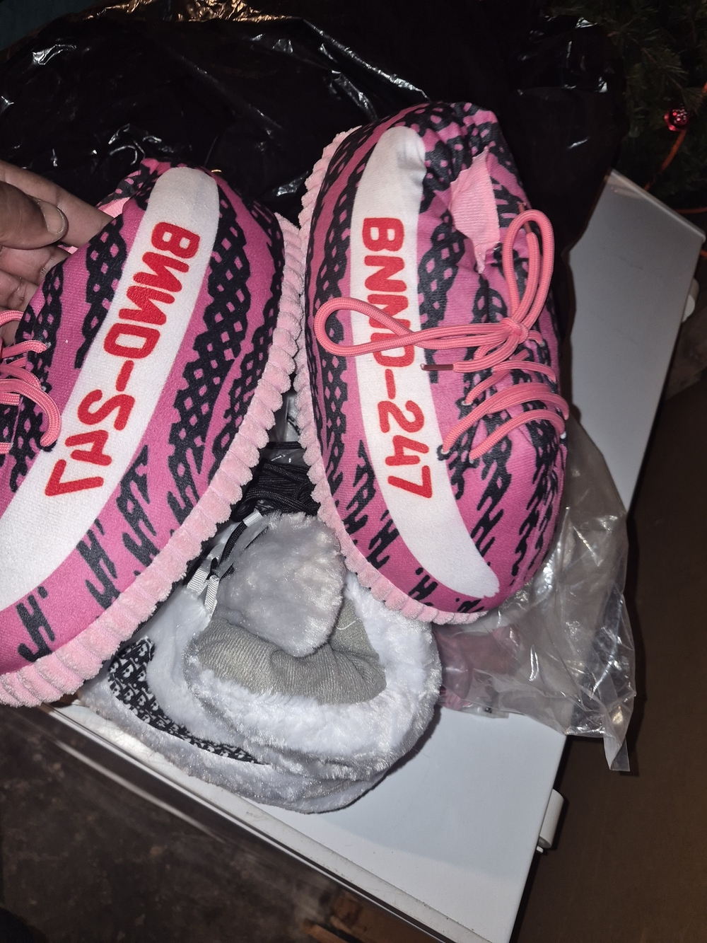 adidas Kids Pink and Black Patterned Slip-On Sneakers
